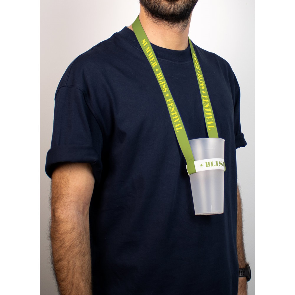 SWINDON. Smycz poliestrowa do sublimacji z elastycznym uchwytem na kubek do sublimacji P145156S