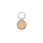 GASTON ROUND. Okrągły żelazny brelok z cynku i bambusa P145298S