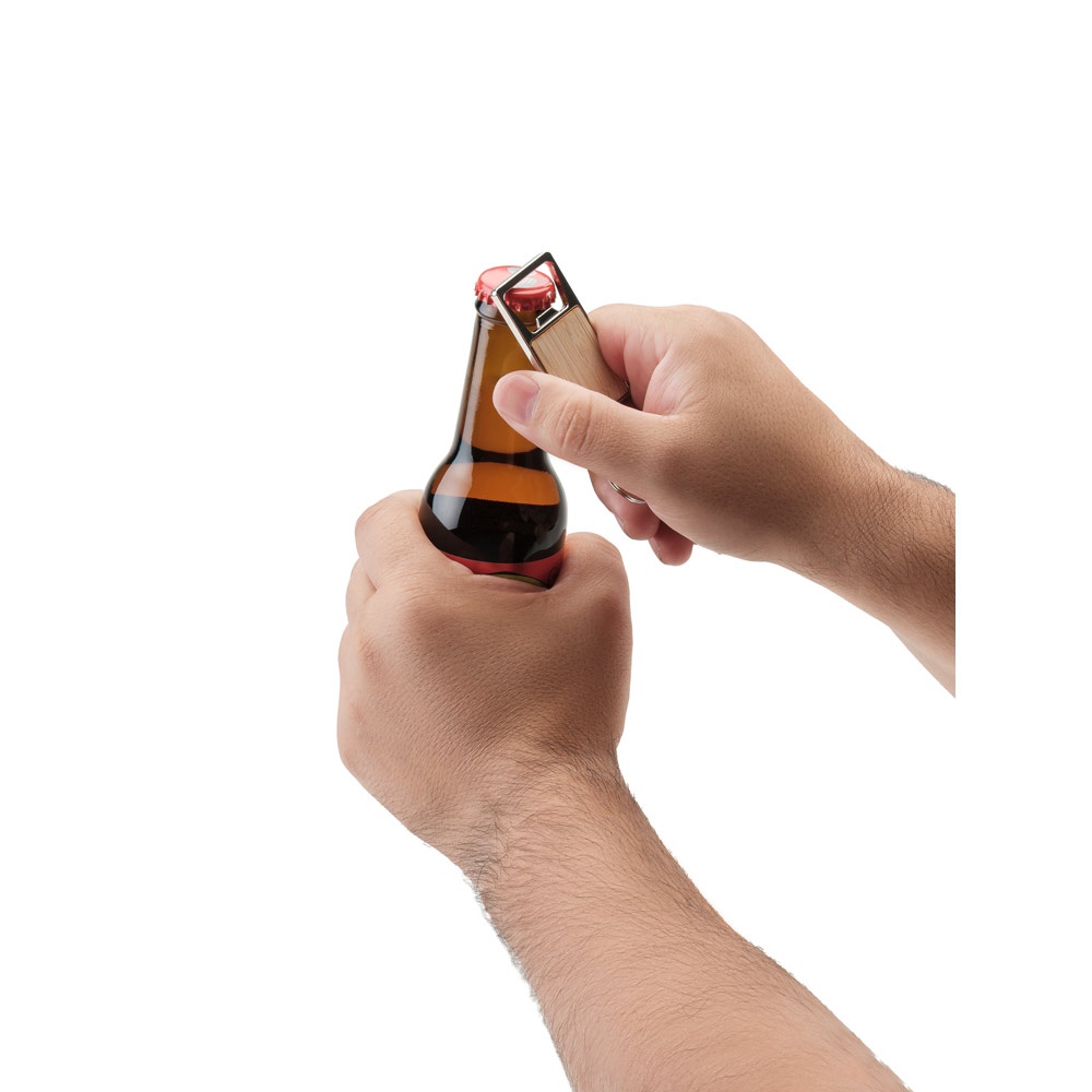 SYLVESTER. Prostokątny żelazny brelok z otwieraczem do butelek P145300S