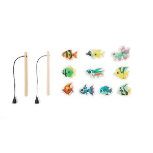 FISHY. Zestaw do łowienia ryb składający się z 10 drewnianych rybek, idealny dla dzieci P145329S ST-98160-160
