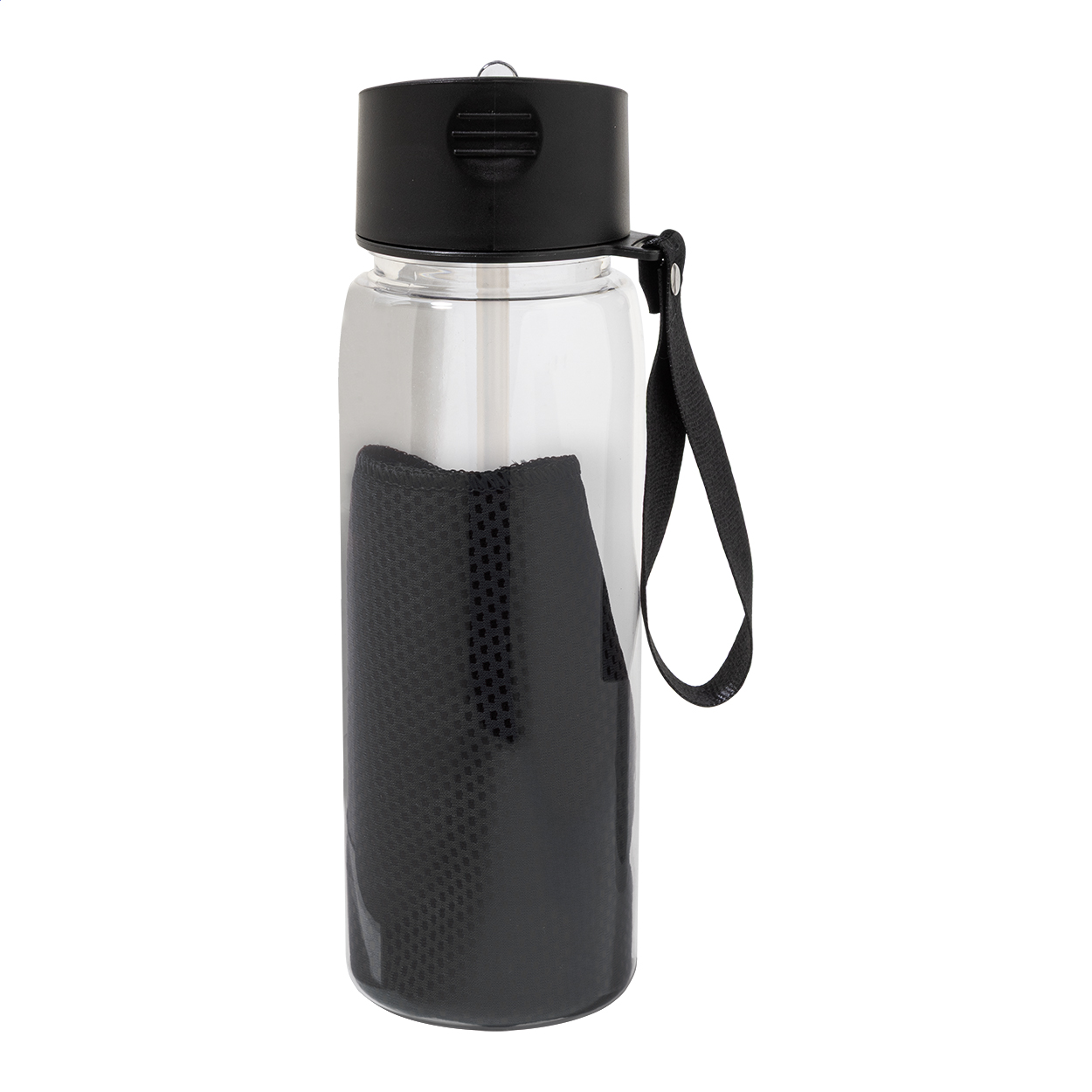 Butelka sportowa RPET z ręcznikiem P149570D czarny