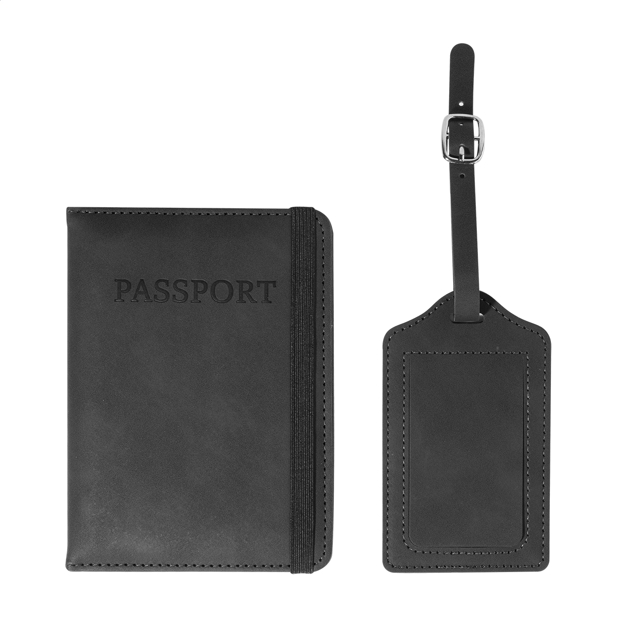 Zestaw podróżny (etui na paszport i zawieszeka na bagaż RPU) P149912D czarny