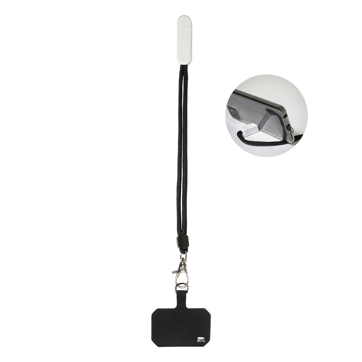 Opaska na nadgarstek z uchwytem na telefon komórkowy RPET CuffStand P149886D AN-AP800804-W