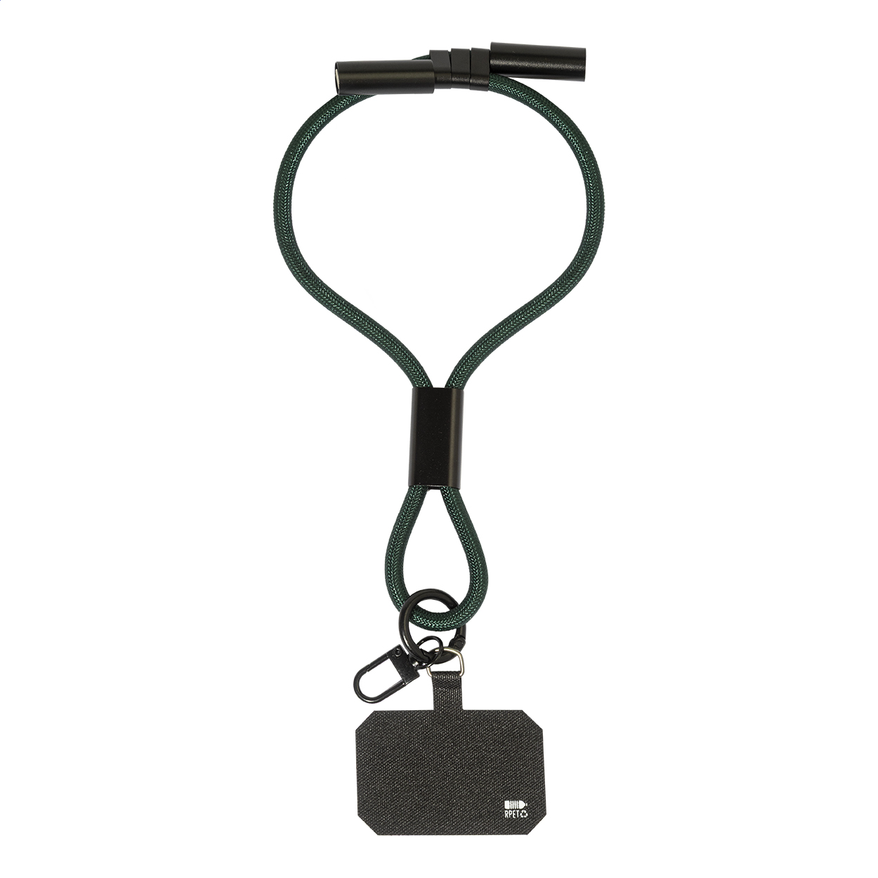 Smycz na nadgarstek, uchwyt na telefon, kabel 60W RPET P149769D ciemnozielony