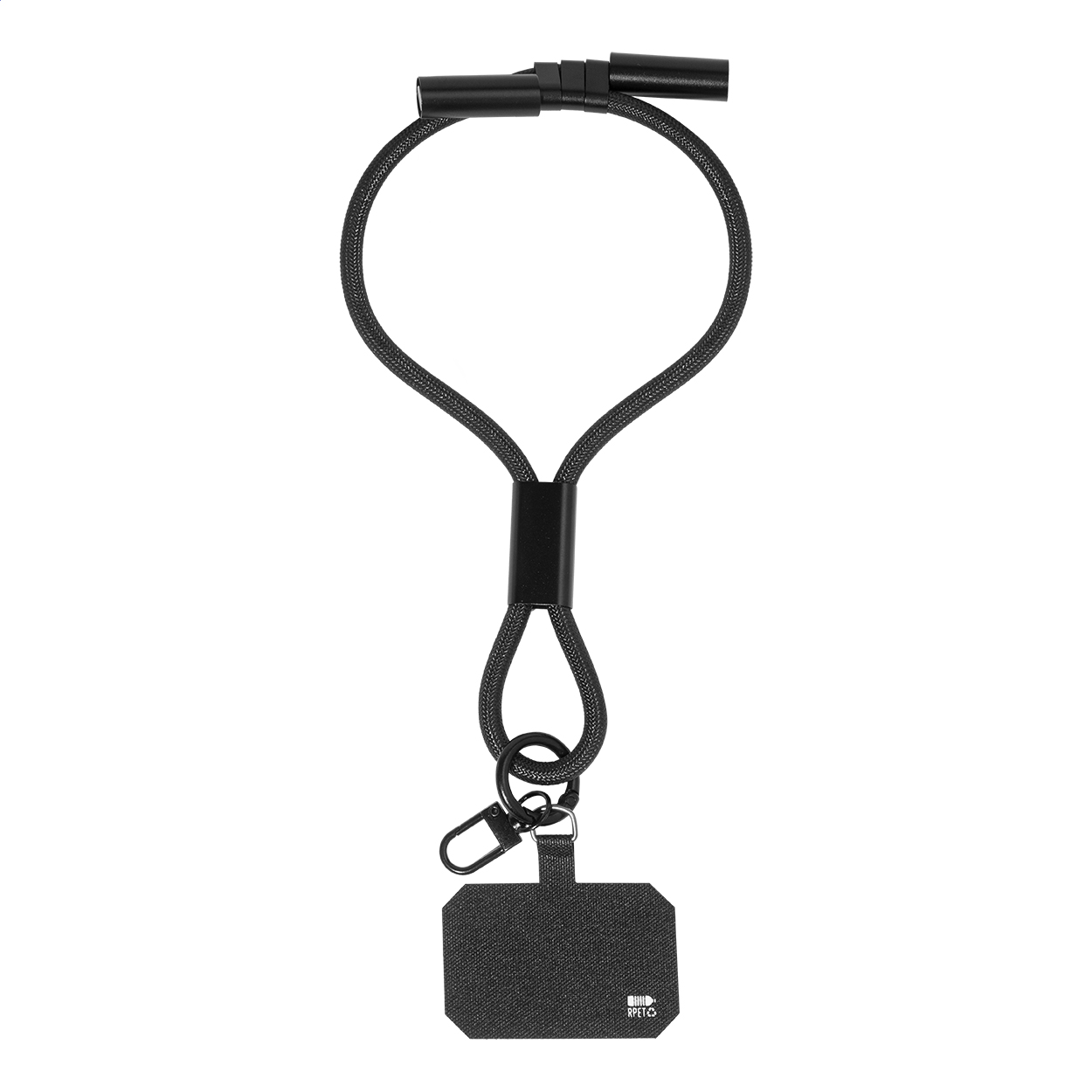 Smycz na nadgarstek, uchwyt na telefon, kabel 60W RPET P149769D czarny