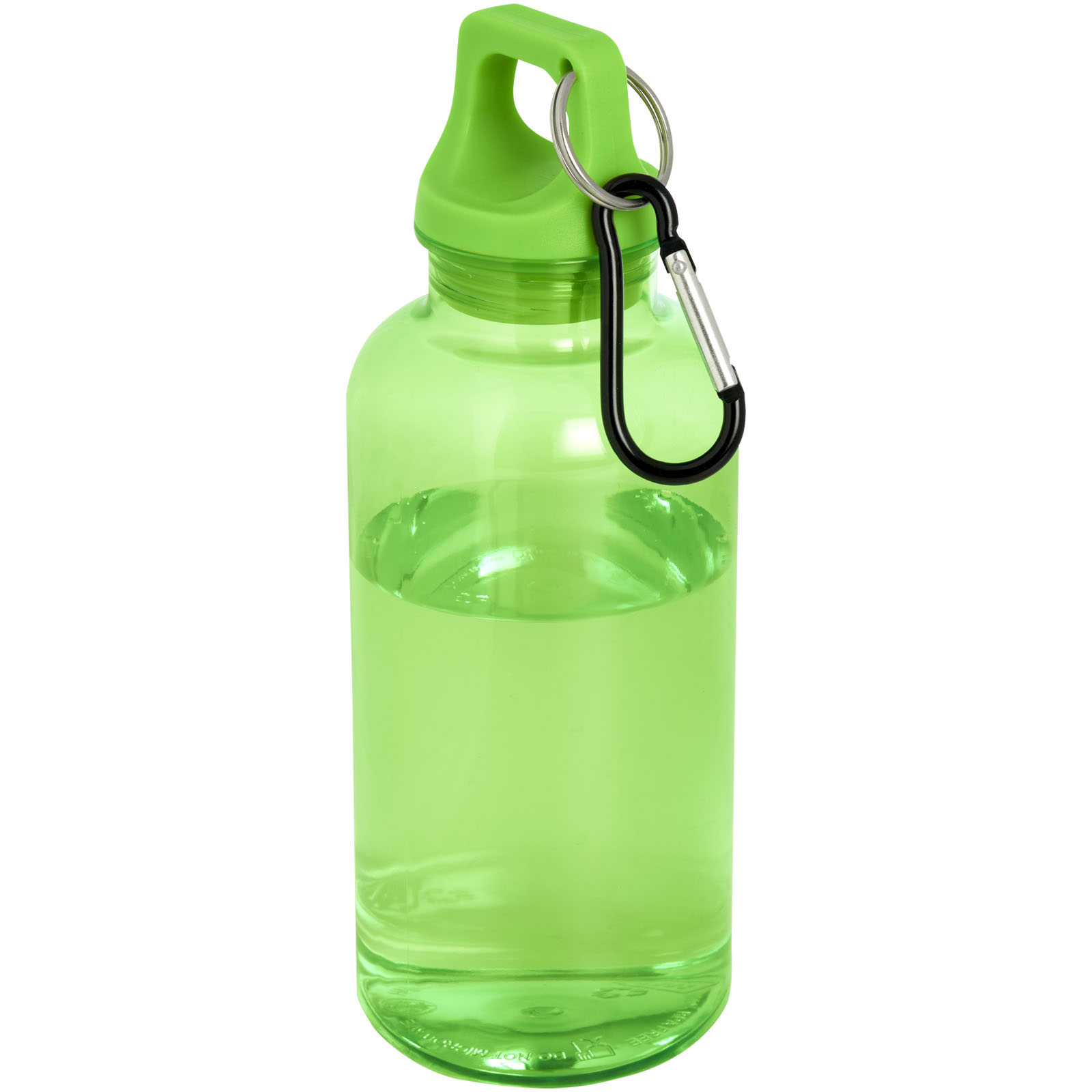 Oregon butelka na wodę o pojemności 400 ml z karabińczykiem wykonana z tworzyw sztucznych pochodzących z recyklingu z certyfi P076902C zielony