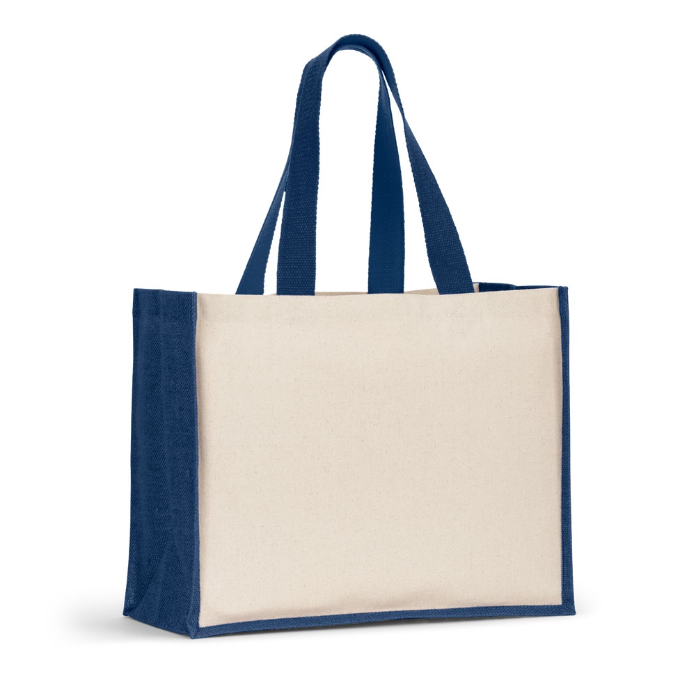 HELSINQUE COLOUR. Torba płócienna (320 g/m²), z dnem i bokami z laminowanej juty (350 g/m²) w kolorach P145068S granatowy