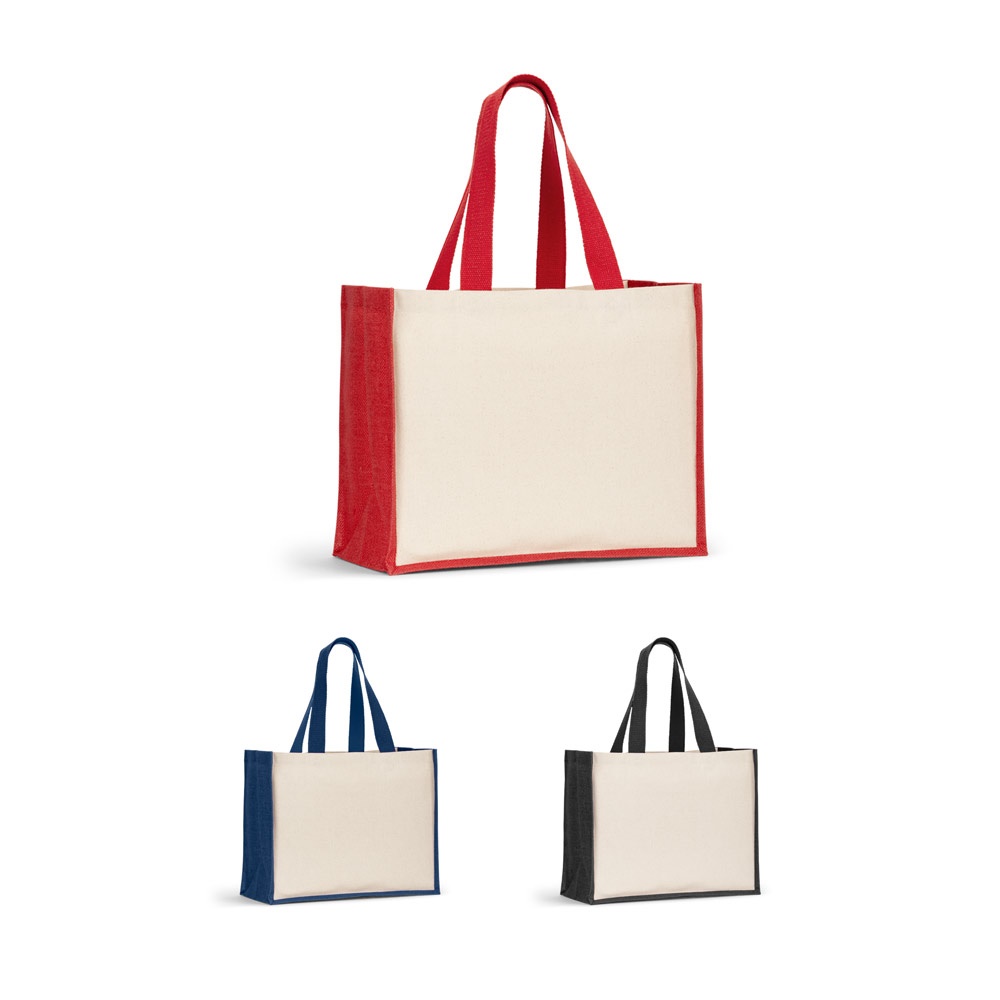 HELSINQUE COLOUR. Torba płócienna (320 g/m²), z dnem i bokami z laminowanej juty (350 g/m²) w kolorach P145068S ST-92577-W