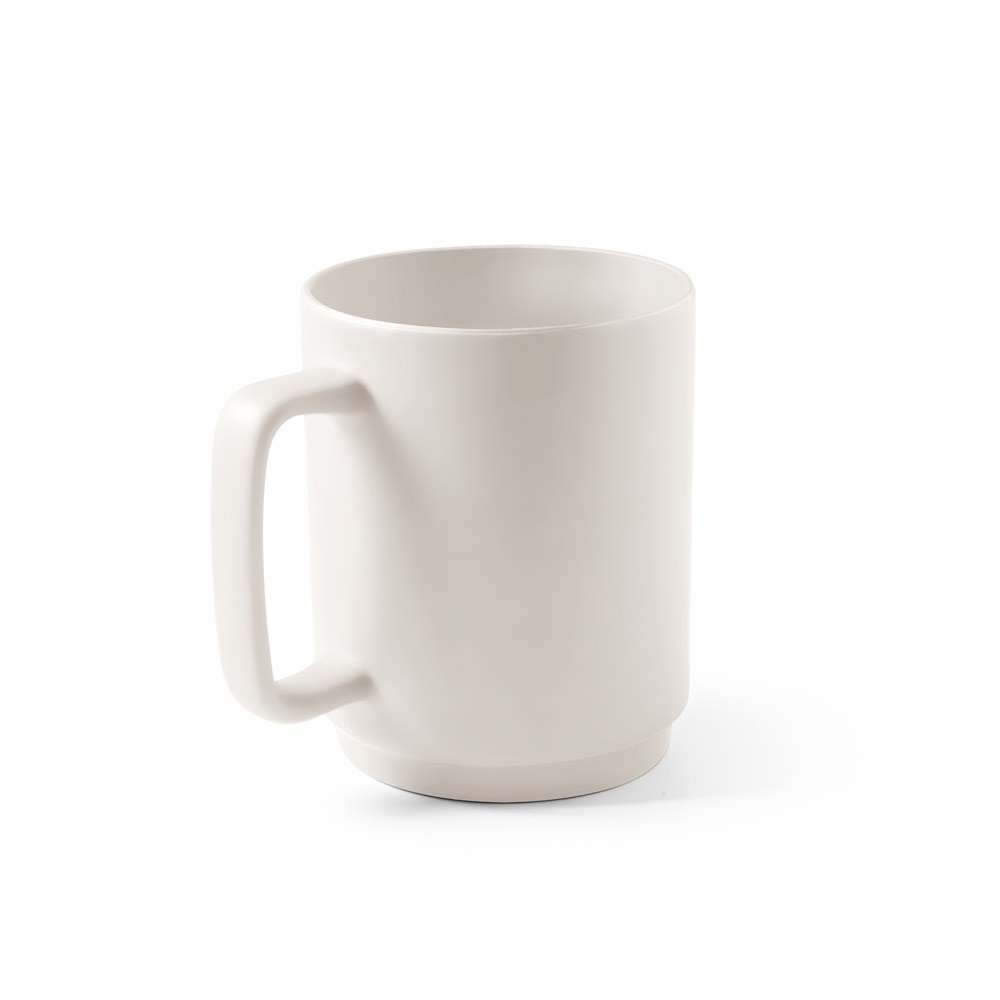 MIGHTY. Ceramiczny kubek z cylindrycznym korpusem 330 mL P054184S pastelowy biały