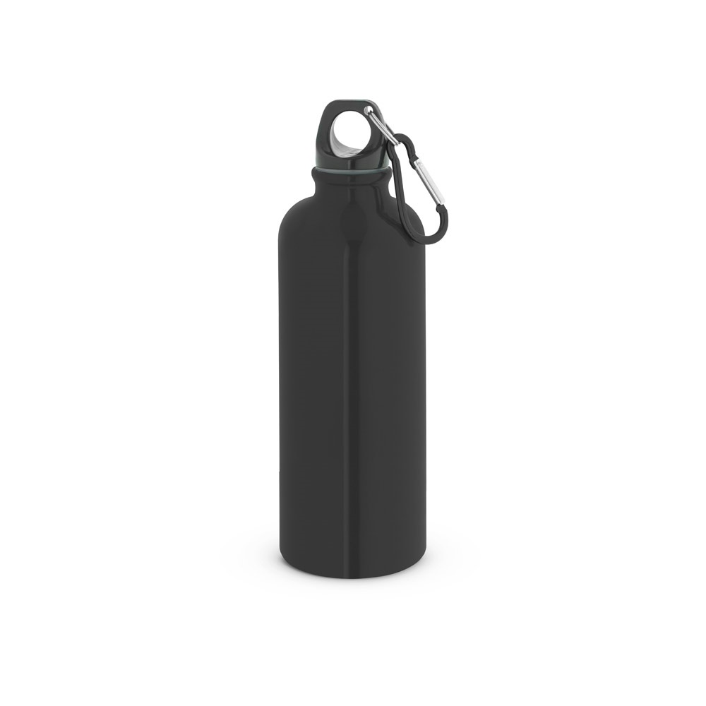 KELCE. Butelka ze stali nierdzewnej o pojedynczych ściankach z karabińczykiem 550 ml P145137S czarny KELCE. Butelka ze stali nierdzewnej o pojedynczych ściankach z karabińczykiem 550 ml P145137S czarny