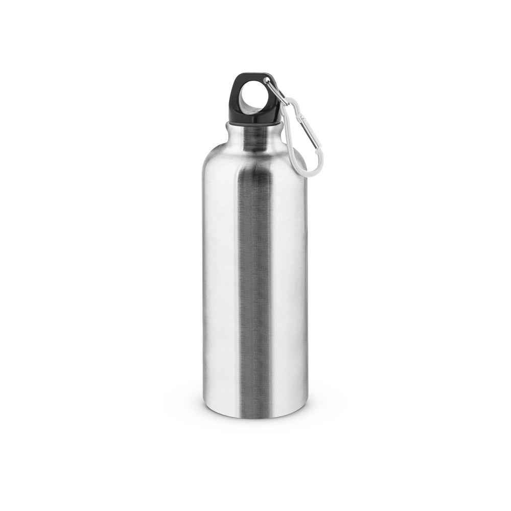 KELCE. Butelka ze stali nierdzewnej o pojedynczych ściankach z karabińczykiem 550 ml P145137S satynowy srebrny KELCE. Butelka ze stali nierdzewnej o pojedynczych ściankach z karabińczykiem 550 ml P145137S satynowy srebrny