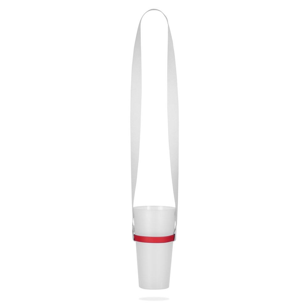 BOLTON. ZESTAW Smycz SUBLIMACJA Długa II (20 mm) Duo z silikonowym uchwytem na kubek P145158S czerwony