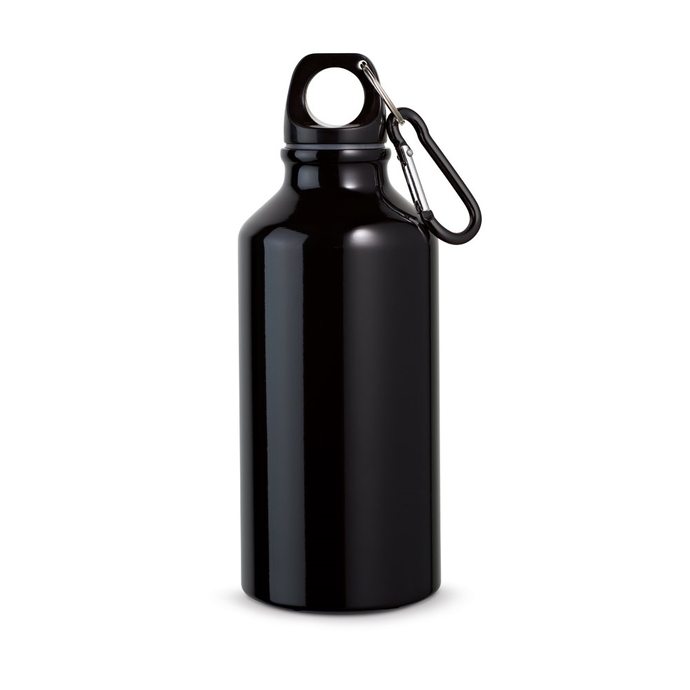LANDSCAPE S. Aluminiowa butelka sportowa z karabińczykiem 400 ml P037266S czarny