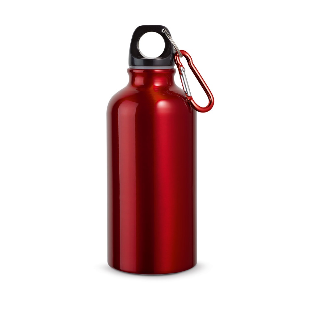 LANDSCAPE S. Aluminiowa butelka sportowa z karabińczykiem 400 ml P037266S czerwony