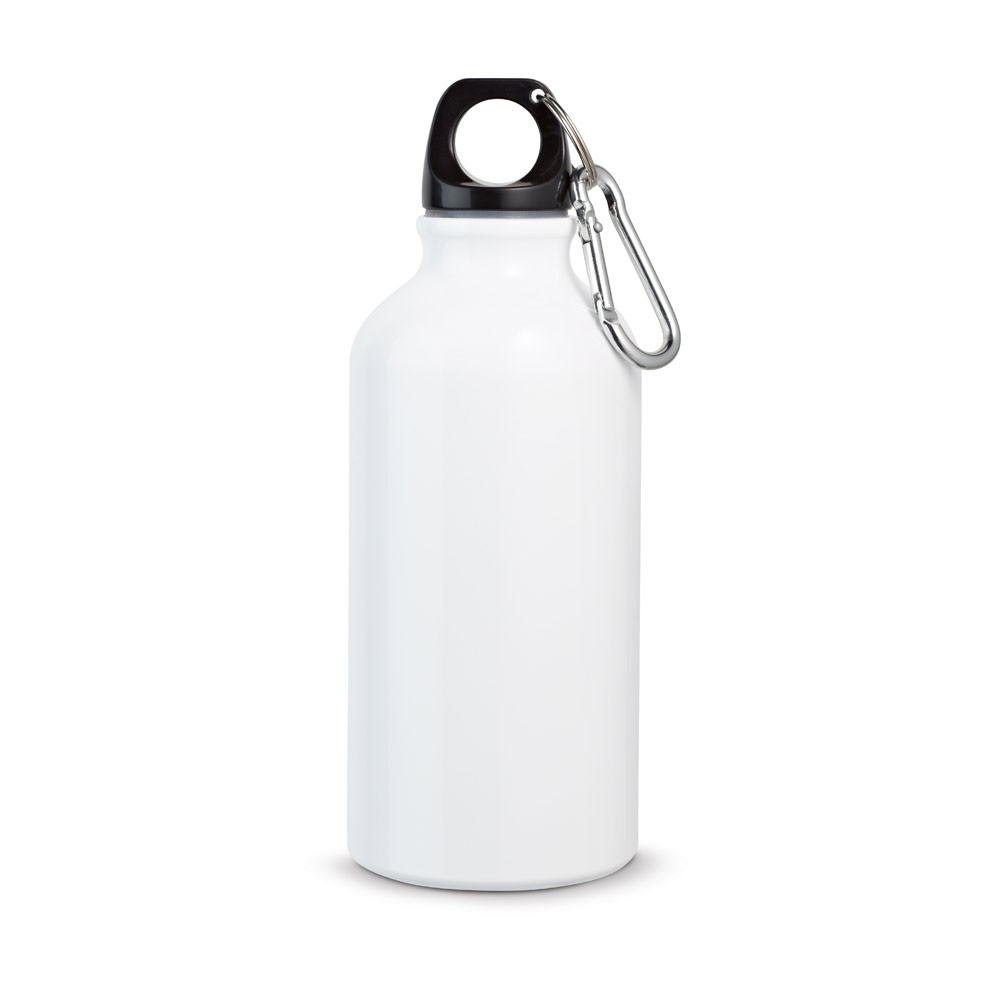 LANDSCAPE S. Aluminiowa butelka sportowa z karabińczykiem 400 ml P037266S biały