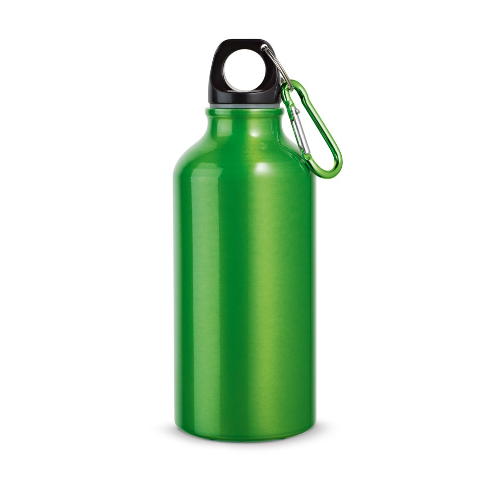 LANDSCAPE S. Aluminiowa butelka sportowa z karabińczykiem 400 ml P037266S jasnozielony