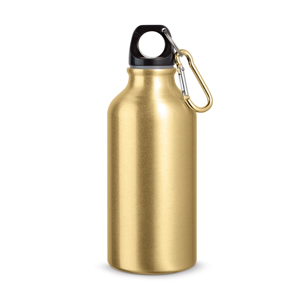 LANDSCAPE S. Aluminiowa butelka sportowa z karabińczykiem 400 ml P037266S satynowy złoty