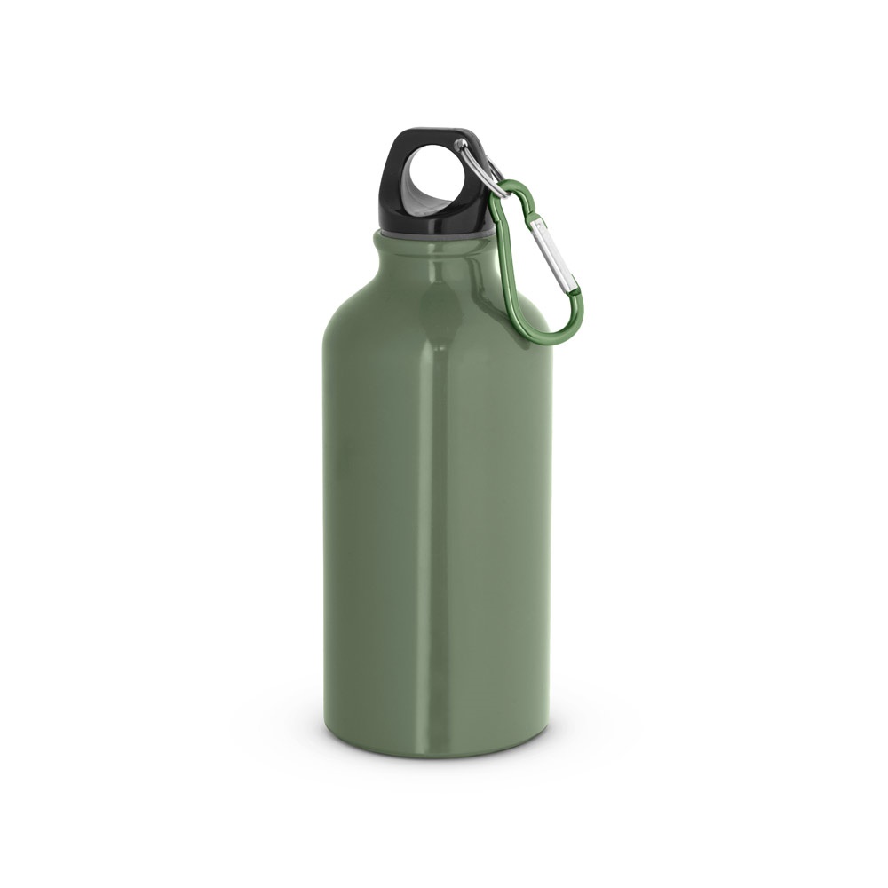 LANDSCAPE S. Aluminiowa butelka sportowa z karabińczykiem 400 ml P037266S wojskowy zielony