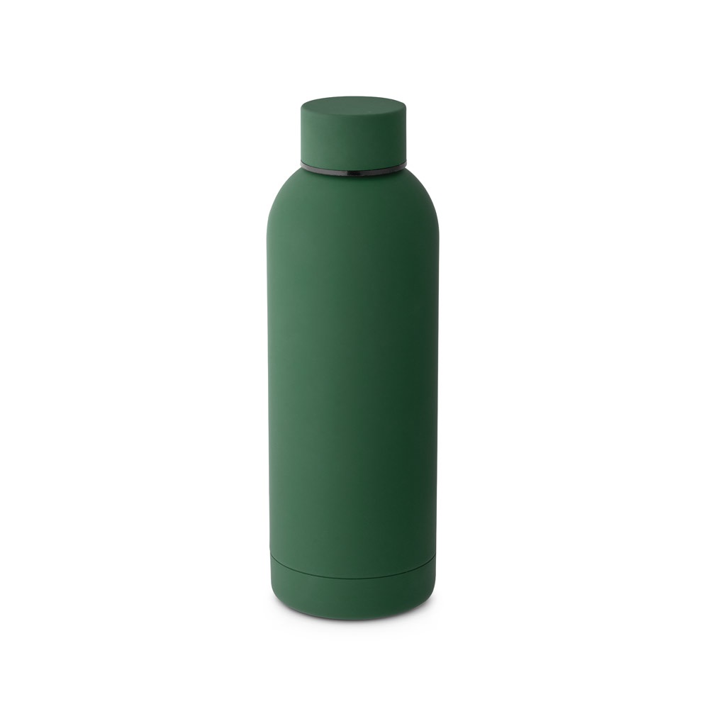 ODIN. Butelka próżniowa ze stali nierdzewnej (36% z recyklingu) o podwójnych ściankach 550 mL P041177S ciemny zielony