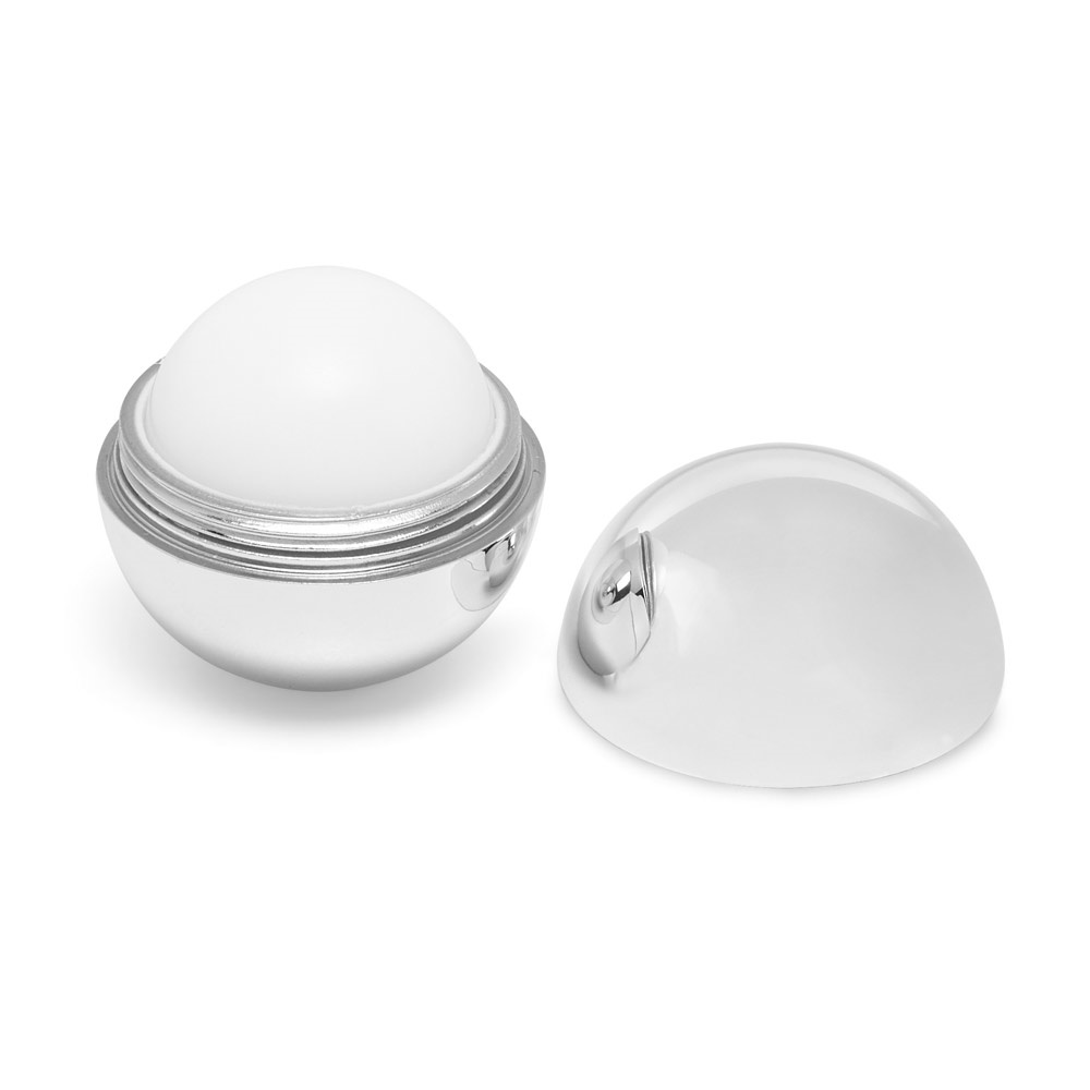 ALBA. Pomadka ochronna, w metalowym opakowaniu w formie kuli, z elementami z materiału ABS P037569S srebrny