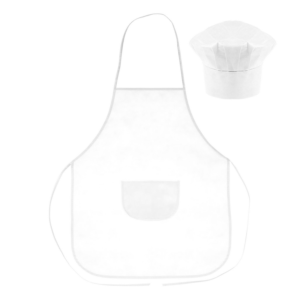 Zestaw małego kucharza, fartuch kuchenny i czapka kucharska, rozmiar dziecięcy | Nedina P135033X AX-VA063-W