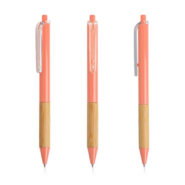 Długopis z recyklingowanego ABS z bambusowym detalem / Buastel P152331P light pink