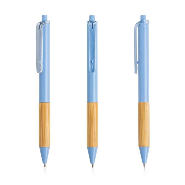 Długopis z recyklingowanego ABS z bambusowym detalem / Buastel P152331P sky blue