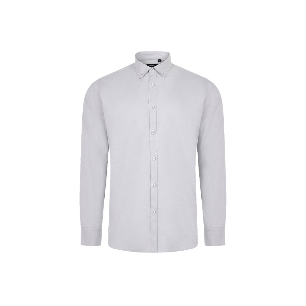 VL PRITHVI MAN. Męska koszula Oxford (180 g/m²) z bawełny (50%), poliestru (45%) i elastanu (5%) P153705S jasnoszary