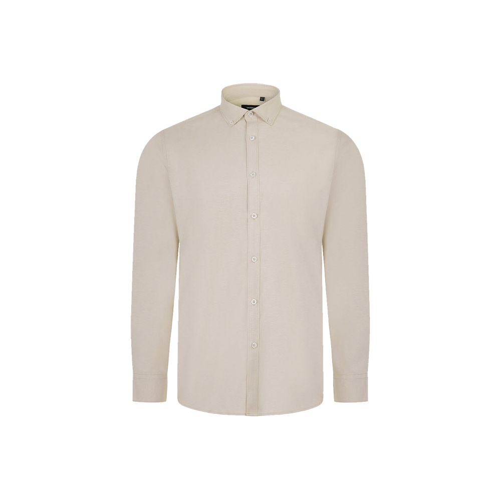 VL PRITHVI MAN. Męska koszula Oxford (180 g/m²) z bawełny (50%), poliestru (45%) i elastanu (5%) P153705S jasny naturalny