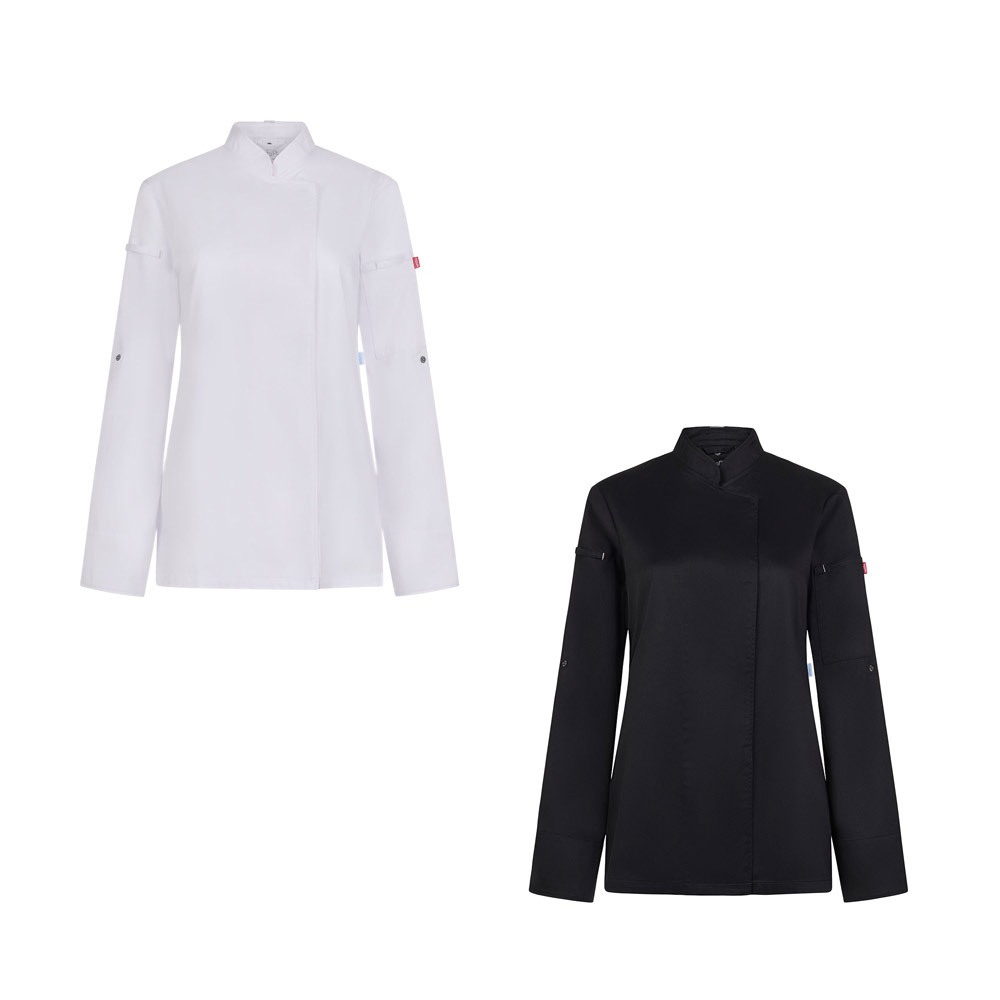 VL THOTH. Kobieca bluza kuchenna (190 g/m²) wykonana z bawełny (35%) i poliestru z recyklingu (65%) P153735S ST-36160-W