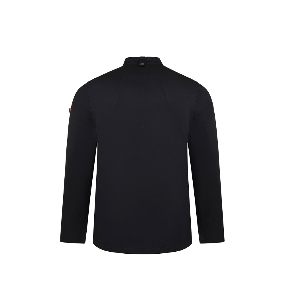 VL AGNI. Kurtka kucharska unisex (190 g/m²) z bawełny (35%) i poliestru z recyklingu (65%) P153747S czarny
