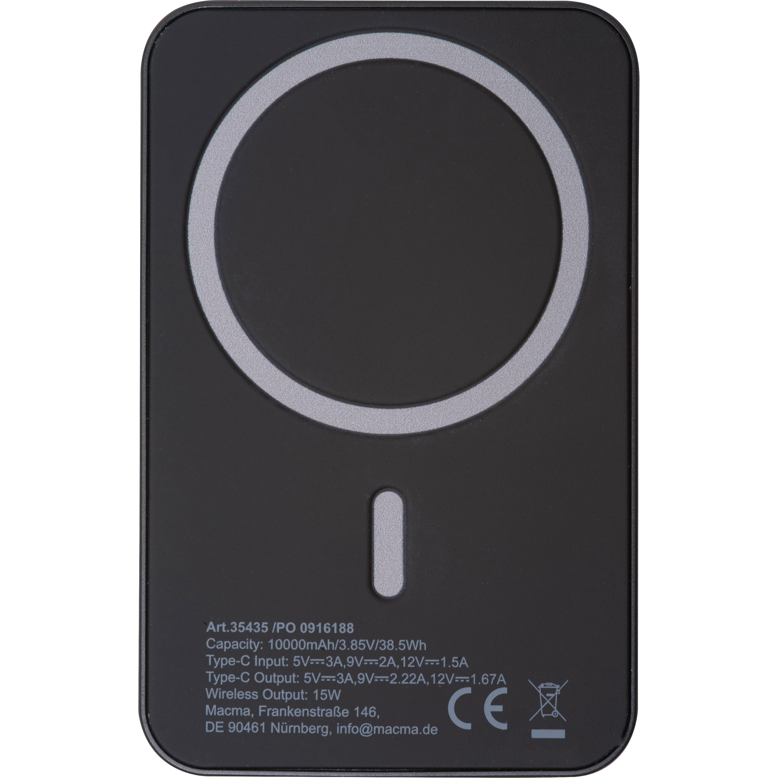 Power bank magnetyczny z ABS z recyklingu 10000 mAh DONNA P154140K 4 Power bank magnetyczny z ABS z recyklingu 10000 mAh DONNA P154140K