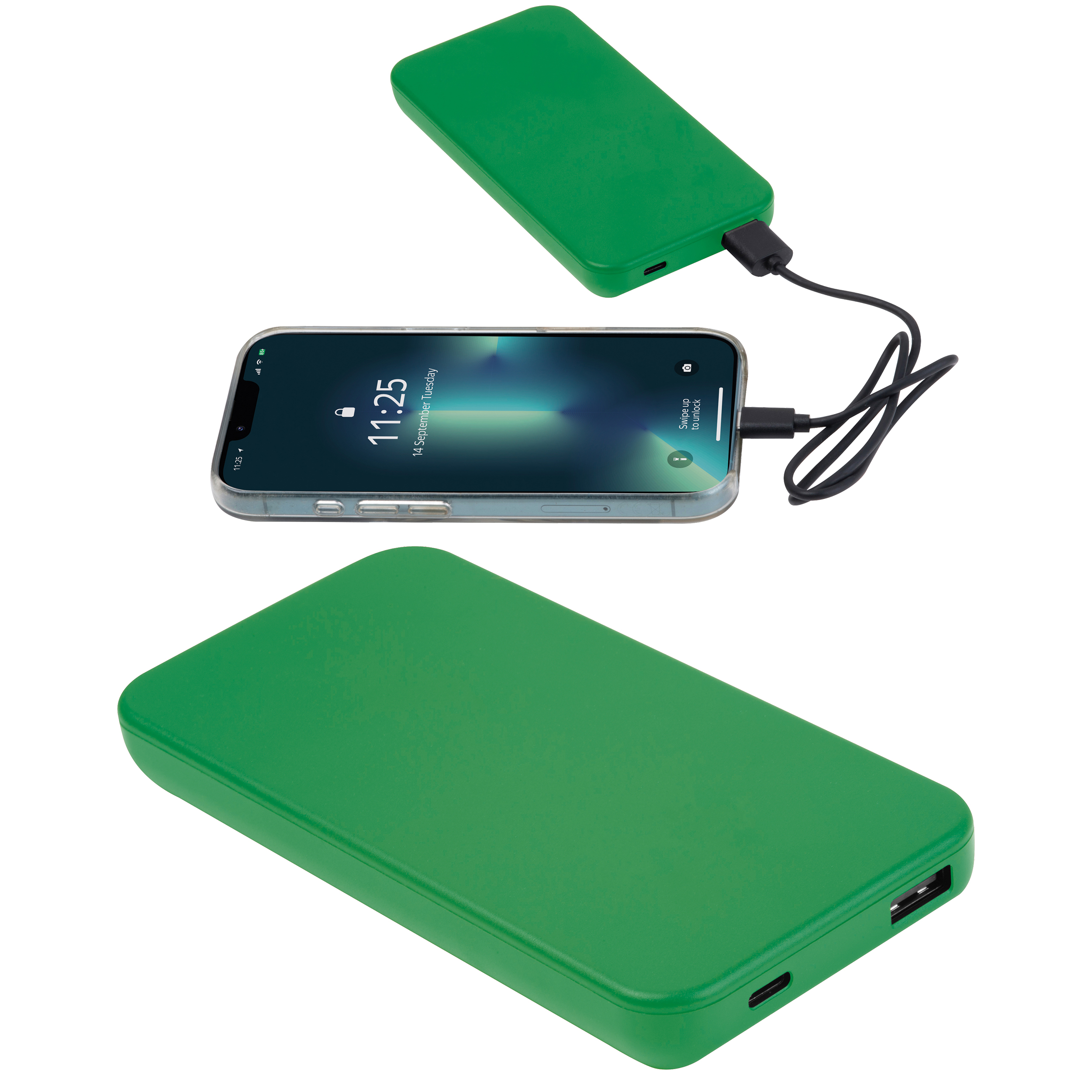 Power bank z ABS z recyklingu 10000 mAh PRESTON P154086K zielony Power bank z ABS z recyklingu 10000 mAh PRESTON P154086K zielony