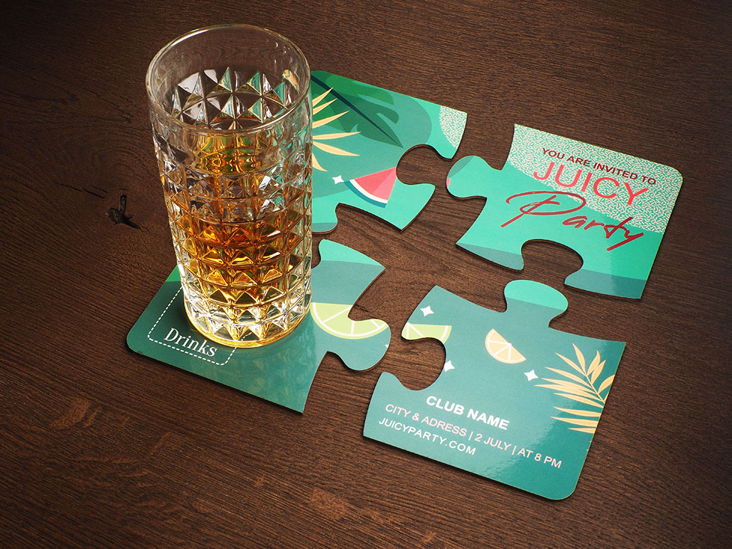 Zestaw 4 podkładek pod szklankę PUZZLE P065269J 2 Zestaw 4 podkładek pod szklankę PUZZLE P065269J