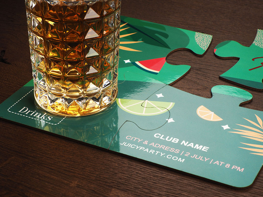 Zestaw 4 podkładek pod szklankę PUZZLE P065269J 4 Zestaw 4 podkładek pod szklankę PUZZLE P065269J