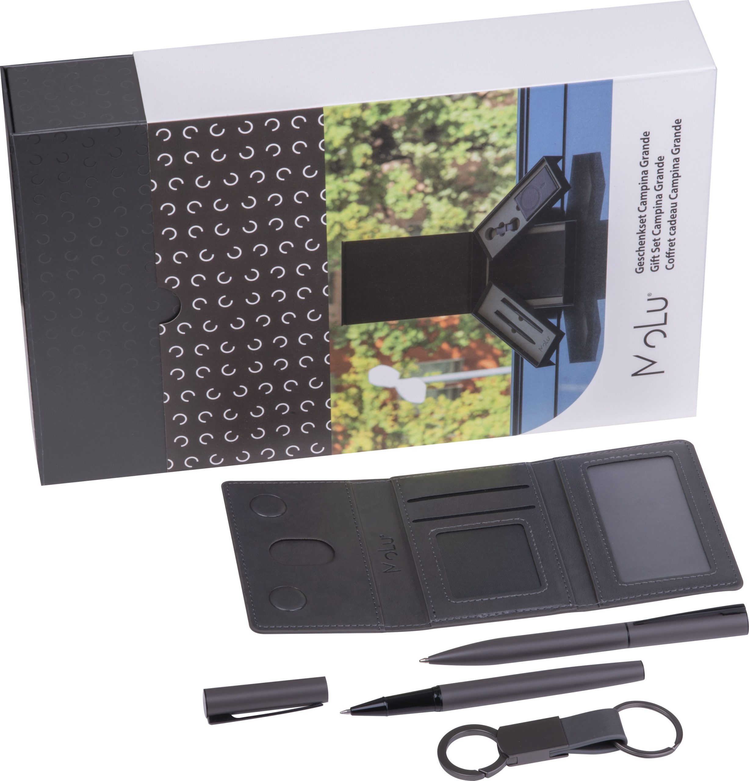 Zestaw prezentowy notatnik A5, długopis, pióro, brelok i etui na karty CAMPINA GRANDE MoLu P152914G EG-533077
