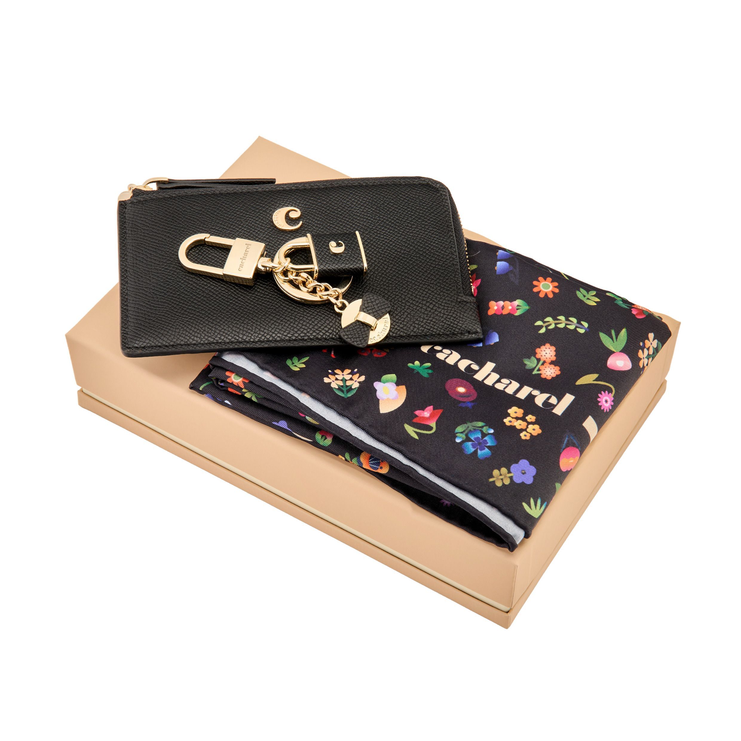 Zestaw Séraphine Czarny (brelok, etui na karty i szal) P153234P PM-CPKKL638A