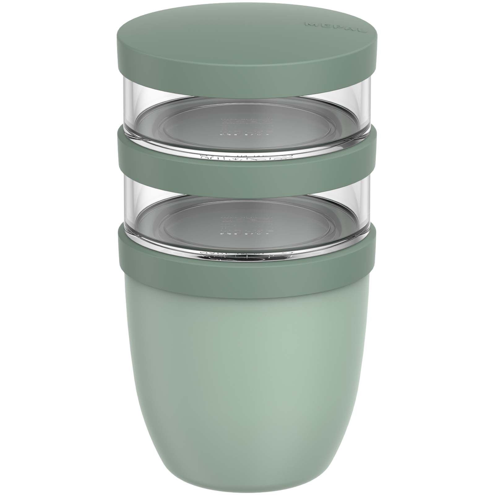Mepal Ellipse 3-częściowy izolowany pojemnik na lunch o pojemności 500 ml + 2 x 200 ml P157593C szałwiowy zielony