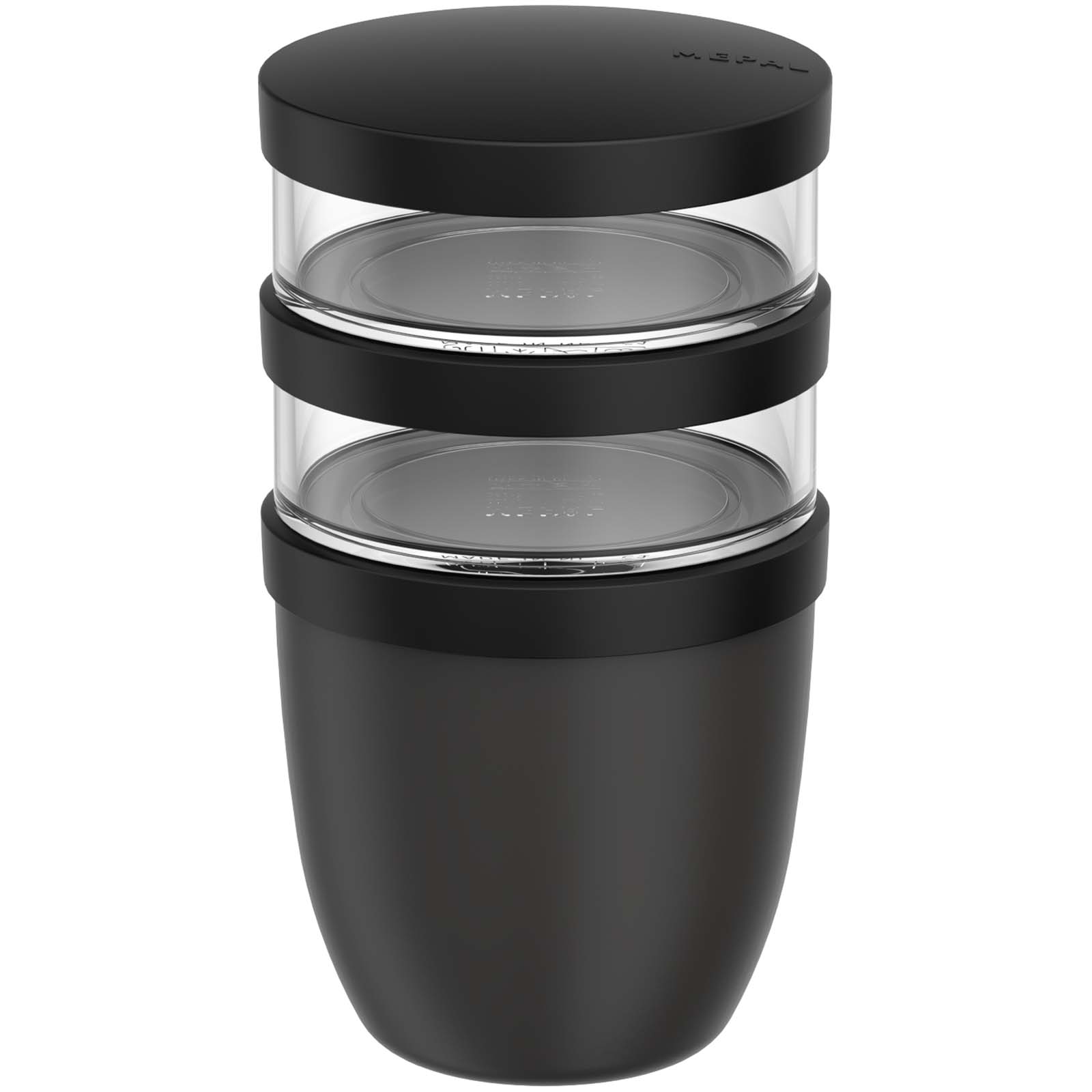 Mepal Ellipse 3-częściowy izolowany pojemnik na lunch o pojemności 500 ml + 2 x 200 ml P157593C czarny