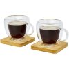 Manti 2 sztuki, szklany kubek o pojemności 100 ml z bambusową podkładką P075654C