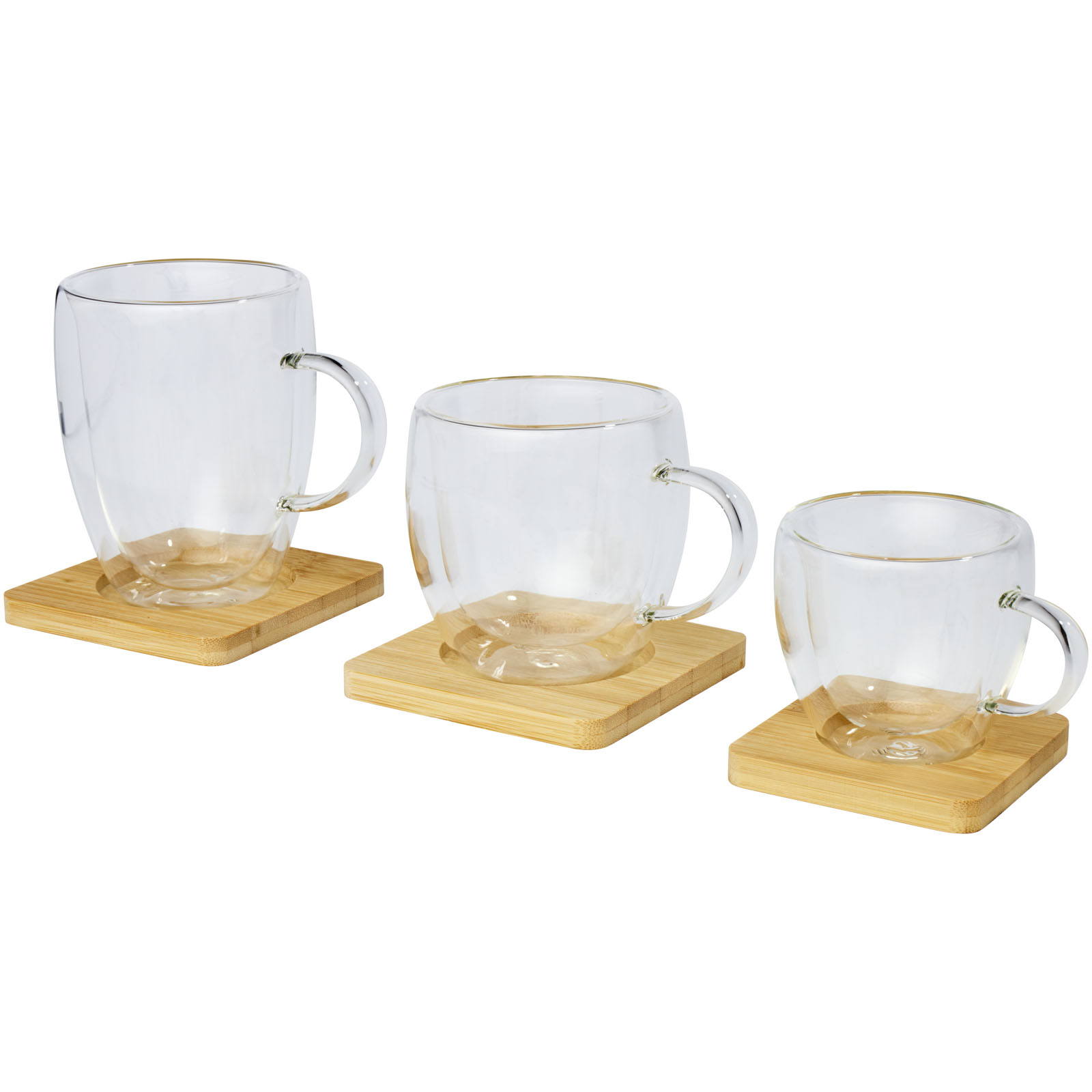 Manti 2 sztuki, szklany kubek o pojemności 100 ml z bambusową podkładką  P075654C PFC-11331401