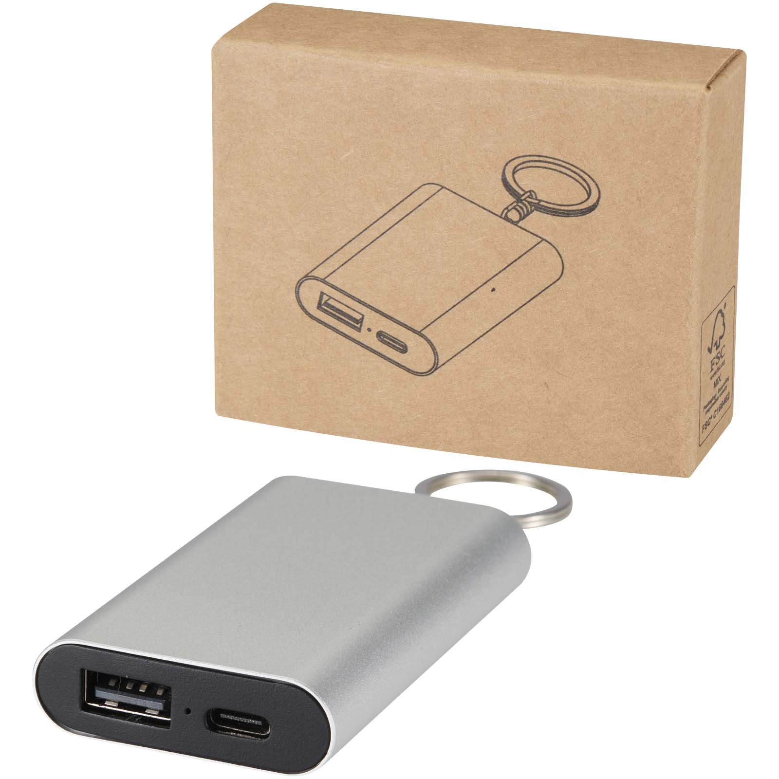 Arcturus powerbank o pojemności 2000 mAh z recyklingowanego aluminium z brelokiem P156900C PFC-12451781