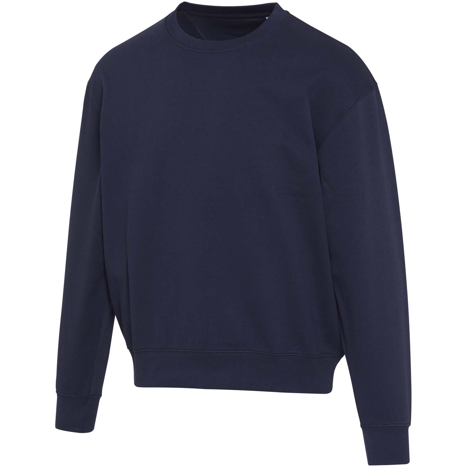 Boris 280 g/m2 sweter unisex z organicznego materiału z certyfikatem OCS o luźnym kroju i z okrągłym dekoltem P156961C granatowy