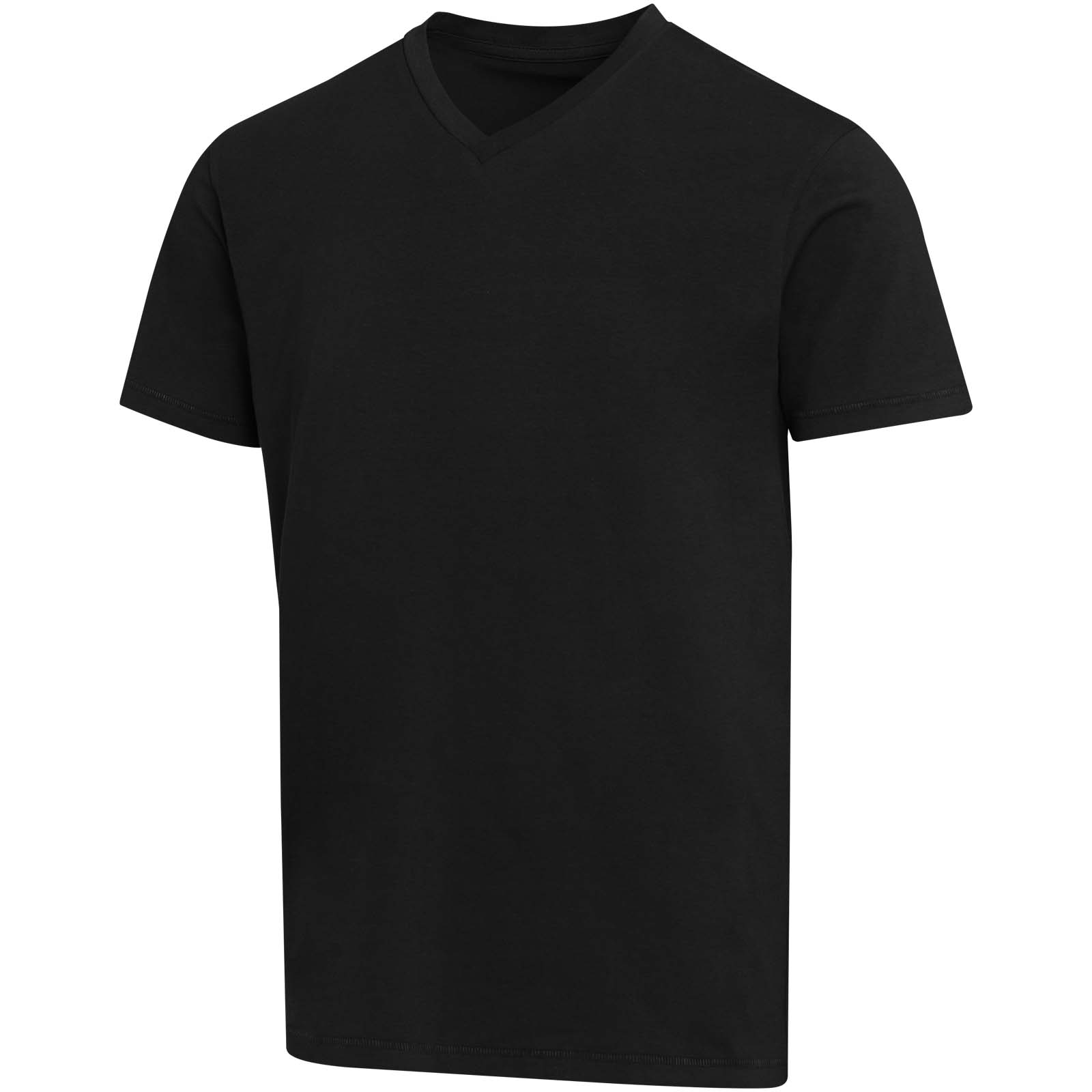 Balfour organiczna koszulka unisex z krótkim rękawem i dekoltem w serek, wykonana z materiału o gramaturze 200 g/m², z certyf P156831C czarny