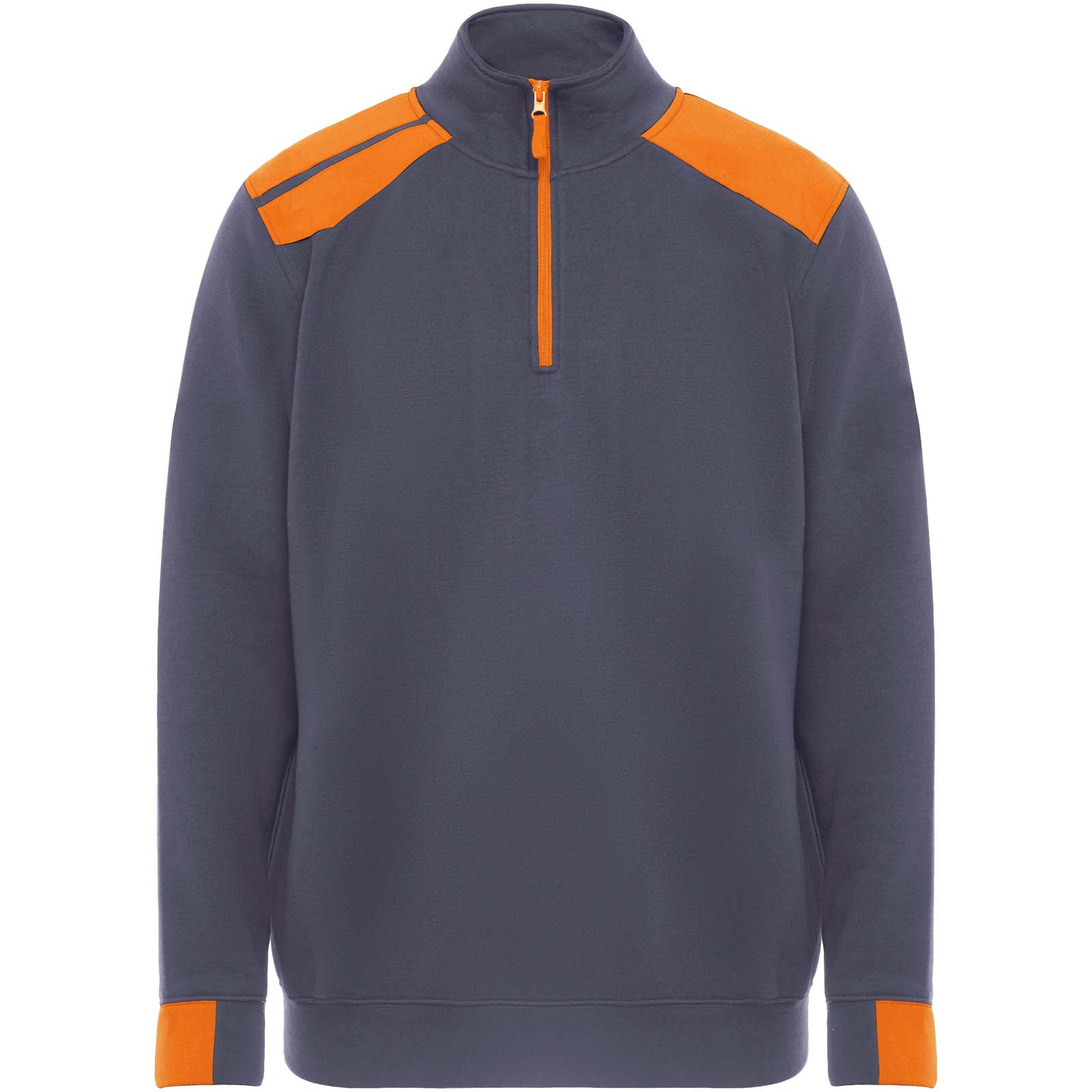 Maverick 280 g/m2 męski sweter z zamkiem błyskawicznym do połowy długości P157203C ołowiowy / pomarańczowy
