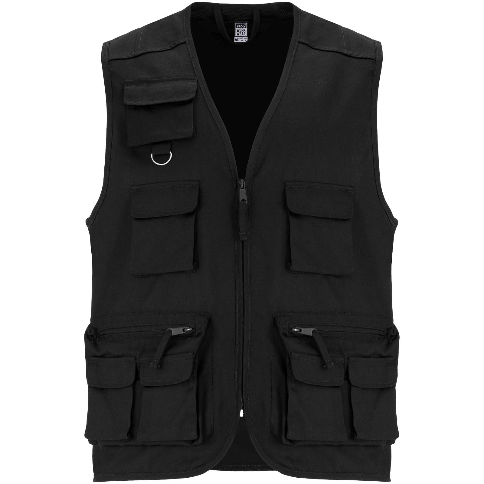 Venera 200 g/m2 kamizelka robocza z dekoltem w serek i wieloma kieszeniami P157113C czarny