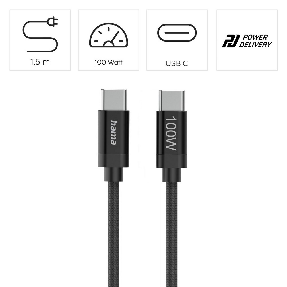 Kabel do ładowania Hama 100W P158280X