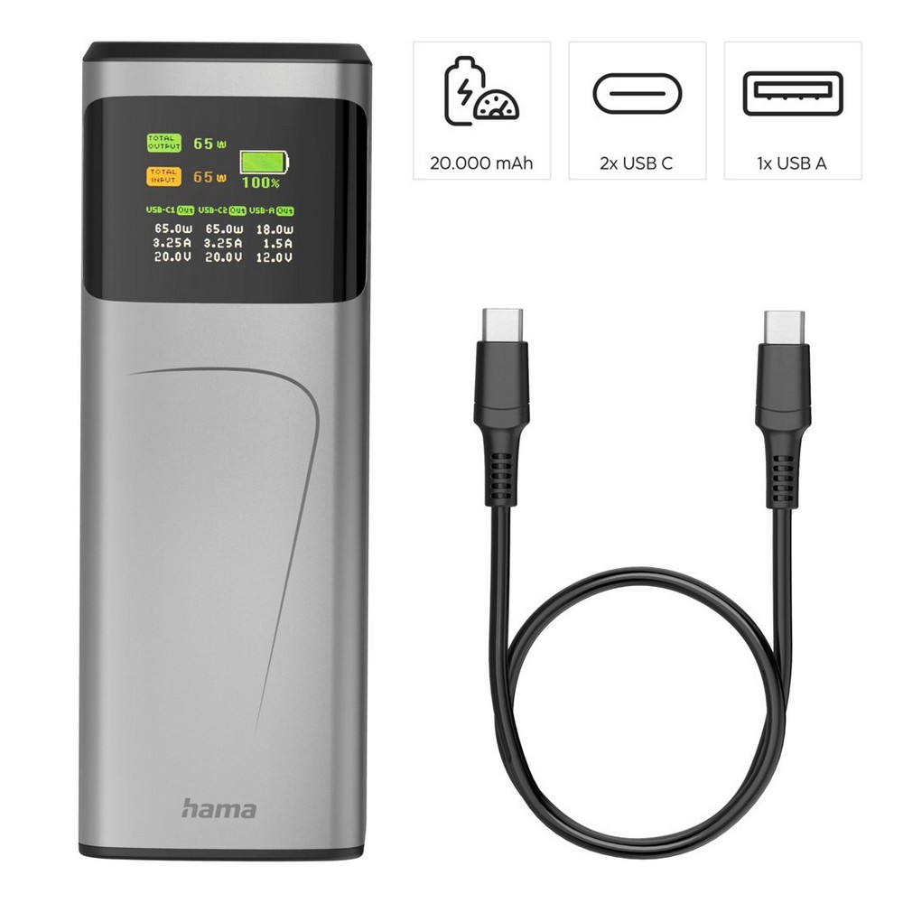 Power bank 20000 mAh Hama High Power 65W P158294X