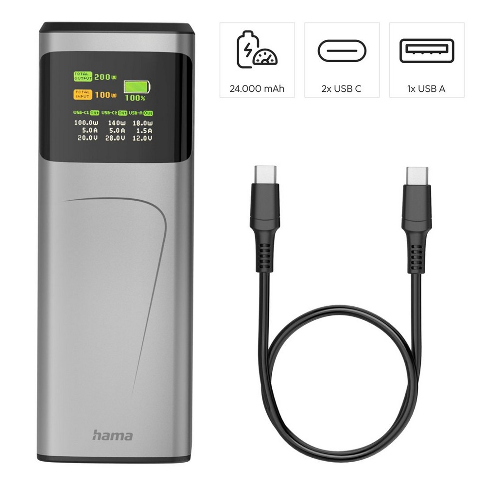Power bank 24000 mAh Hama High Power 200W P158296X