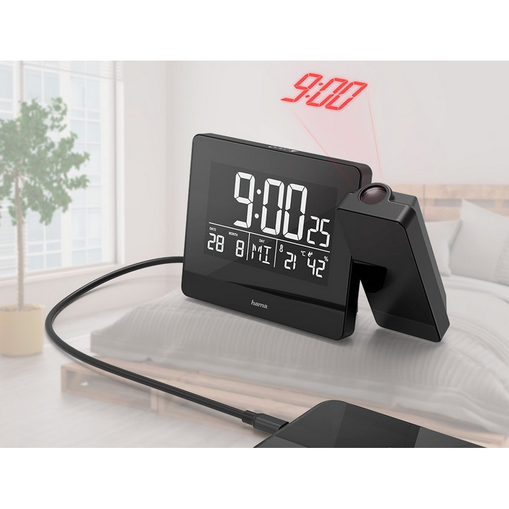 Zegar, budzik z projektorem Hama Plus Charge P158336X